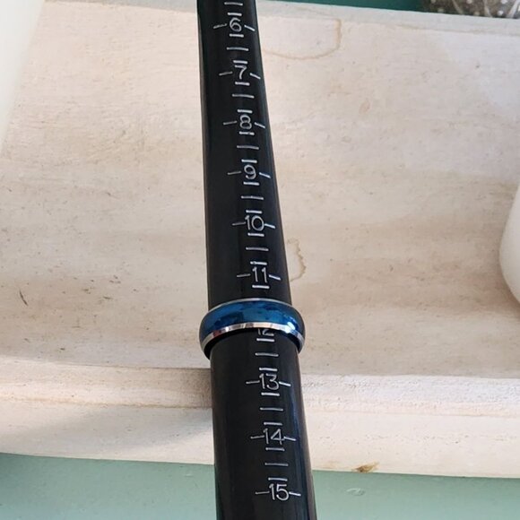 Tungsten Carbide Domed Wedding Band Sz 12-Beautiful Deep Blue & Silver-Like New! - Picture 8 of 12